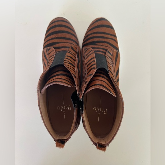 Linea Paolo Felicia III Wedge Sneaker, Caramel/Black Tiger Stripe Calf Hair, 7.5 - Picture 8 of 11